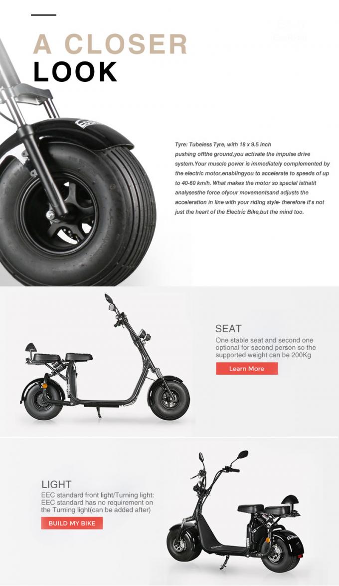 1500w Electric Citycoco Lithium Battery Electric Scooter Vin Number Fat