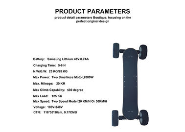 4 Wheel 1000W Carbon Fiber Electric Skateboardreomote Control 30Km Max Mileage